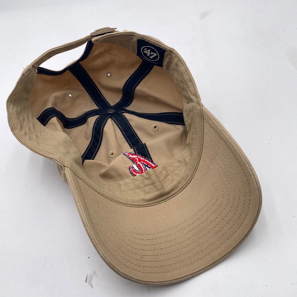 ATLANTA BRAVES 47 Brand Clean Up Hat Cap OSFA Khaki Tan Red Logo Adjustable MLB - Picture 8 of 12